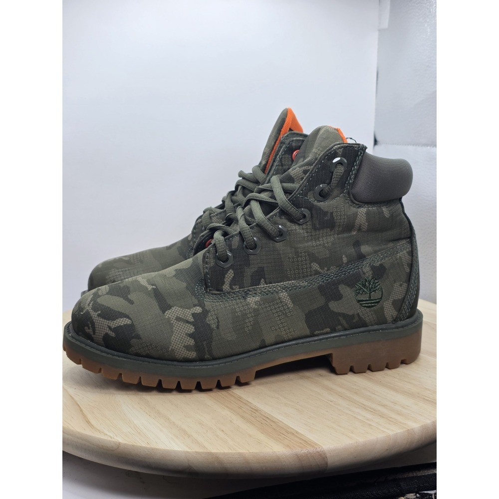 Womens 6.5 Timberland Boots Green Camo Jacquard Ankle WP Premium Primaloft  200g
